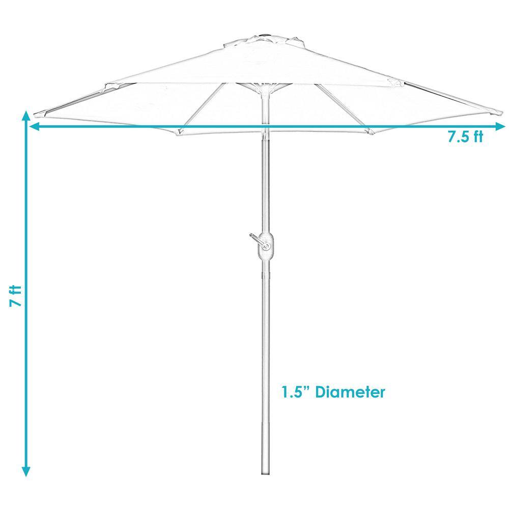 7.5' Red Aluminum Market Patio Umbrella with Tilt and Crank