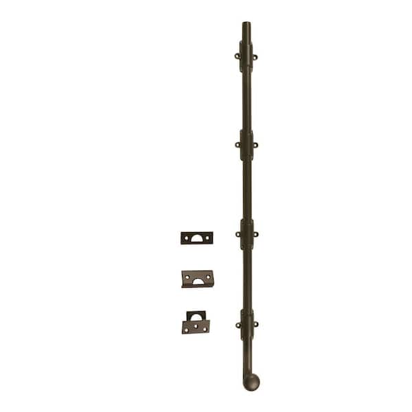 24 in. Solid Brass Oil-Rubbed Bronze Heavy-Duty Surface Bolt with Round Knob