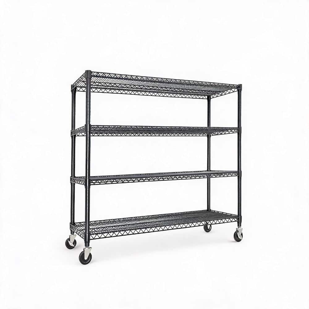 "4-Tier 59"" Rolling Wire Shelving Storage Shelving Unit, Mobile Metal Rack with 4"" Locking Casters & Adjustable Feet" price history on PriceWatchPro
