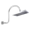 MODONA 1-Spray 8 in. Single Wall Mount Waterfall Fixed Rain Shower Head in Polished Chrome AC42SH05-A