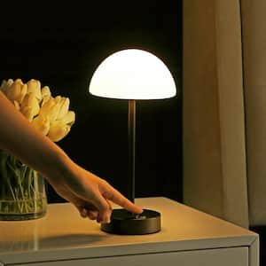 Xavier 12.5 in. Oil Rubbed Bronze/White Bohemian Farmhouse Iron Rechargeable Integrated LED Table Lamp