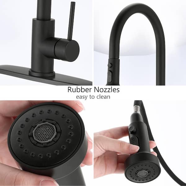 Single Handle Pull Down Sprayer Kitchen Faucet with Sprayer in Matte Black Stainless Steel