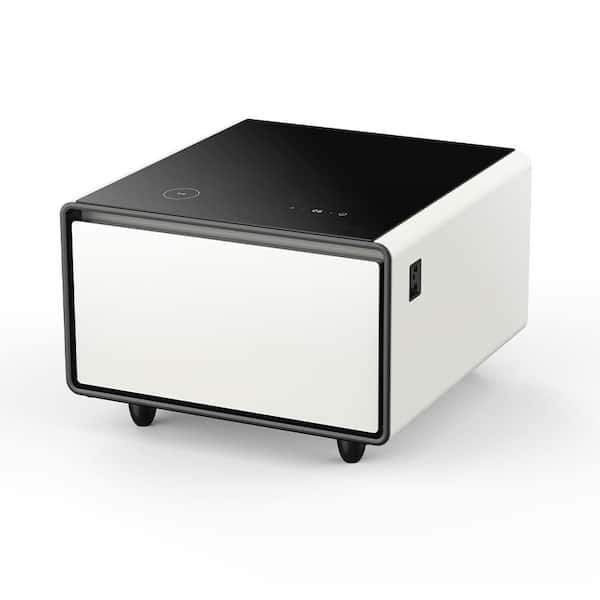 Unbranded White Plastic Smart Side Table Coffee Table with Built-In Fridge, Wireless Charging, Power Socket, Induction Light