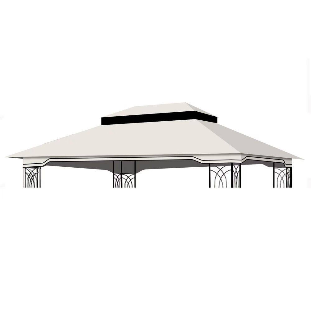 Beige 10 ft. x 12 ft. Outdoor Gazebo Replacement Canopy, Double Tiered Gaze
