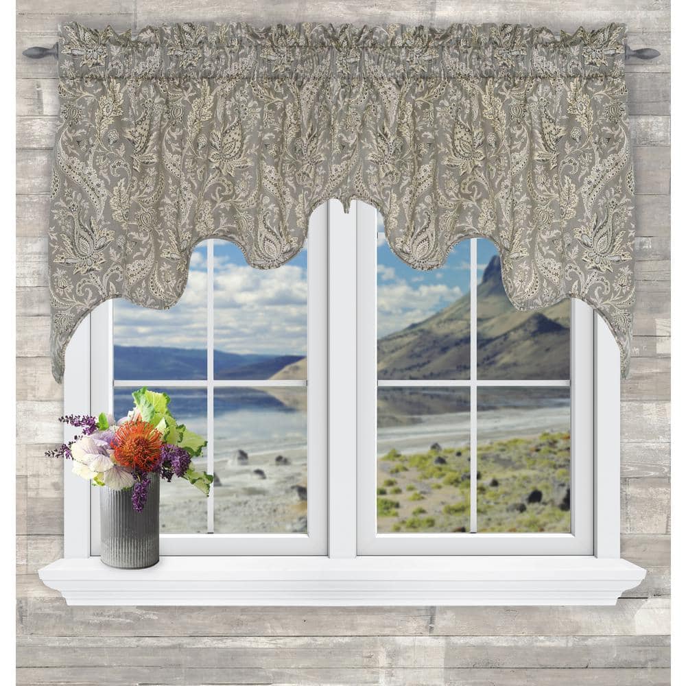 Pewter Paisley Textured Rod Pocket Valance, 100 x 30