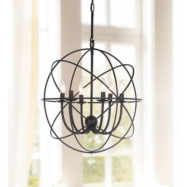 Safavieh Evie 6-Light Black Modern/Contemporary Cage Chandelier Safavieh Evie 6-Light Black Modern/Contemporary Cage Chandelier