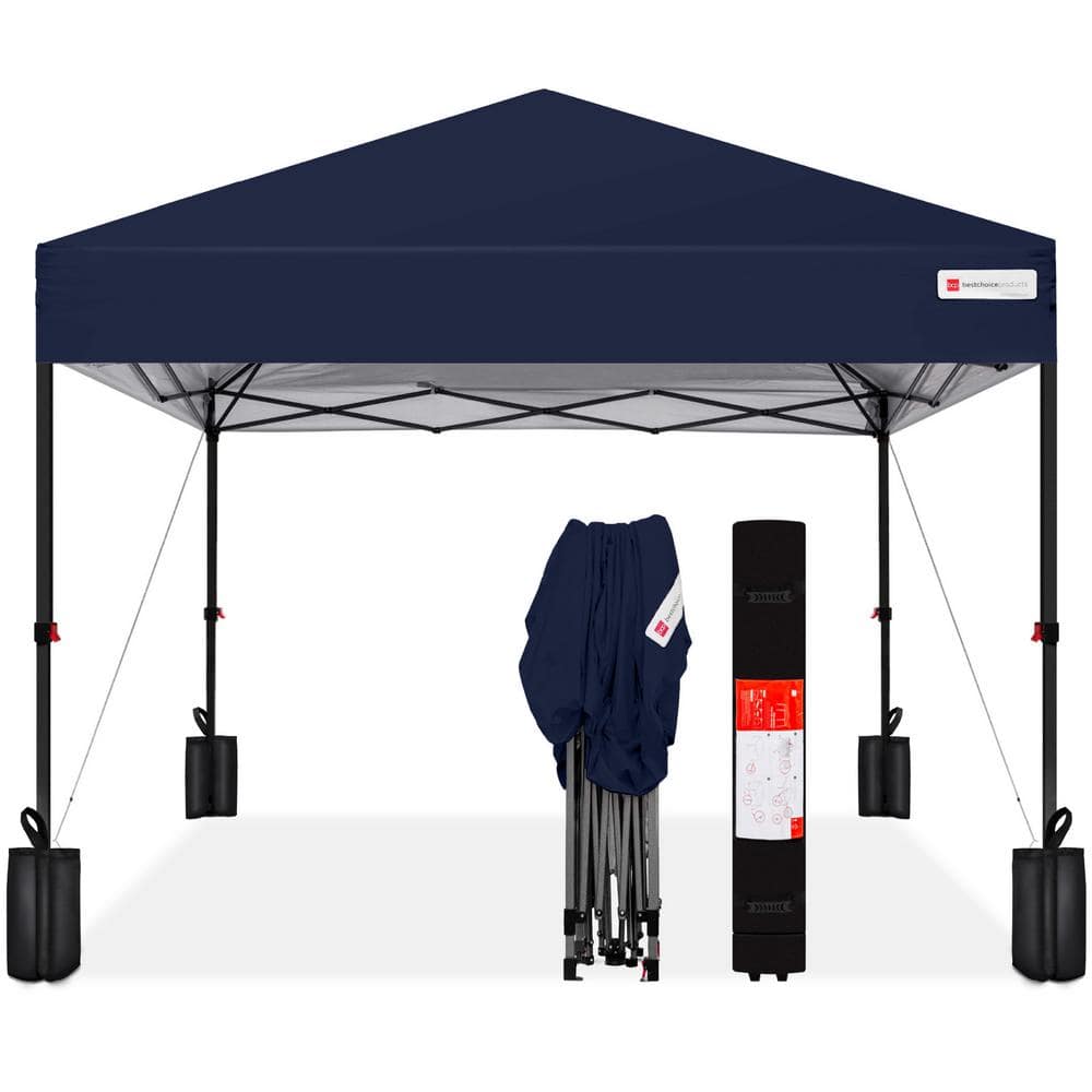 Blue 10x10ft Steel Pop-Up Canopy Tent with Wheeled Case