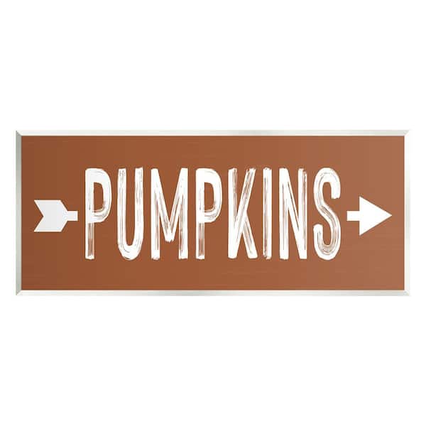 Stupell Industries Pumpkins Pointing Right by Lettered and Lined 1-Piece Unframed Graphic Print Typography Poster Art Print 17 in. x 7 in.