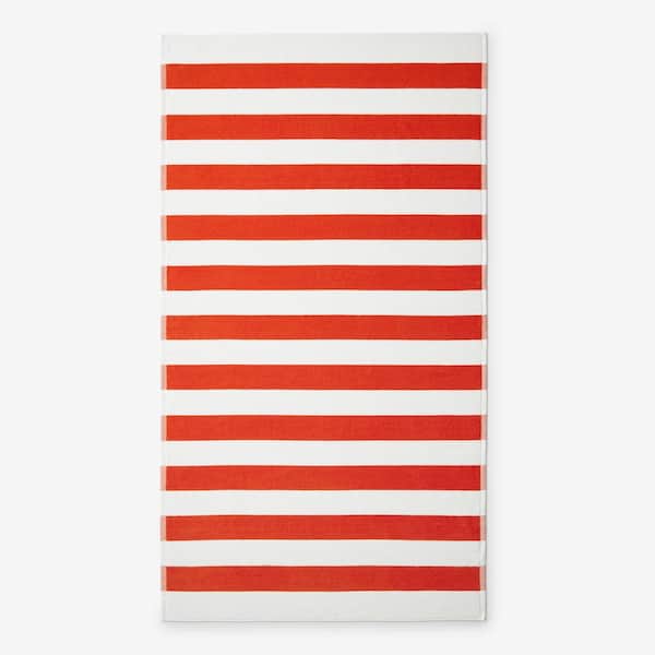 The Company Store Company Cotton Cabana Stripe Jacquard Orange Cotton Beach Towel
