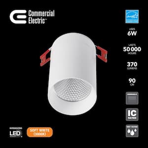 Cylinder Integrated LED 3 in Round  Canless Recessed Light for Kitchen Bathroom Livingroom, White Soft White