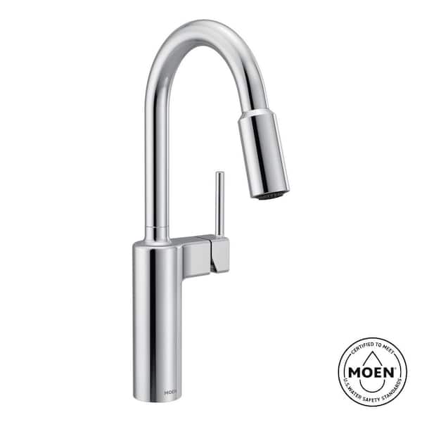 MOEN Inara Chrome 16.95 in. H Pull Down Kitchen Sprayer Faucet with 360° Spout Swivel and PowerBoost