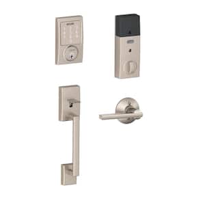 Century Satin Nickel Sense Smart Door Lock with Latitude Lever Door Handleset