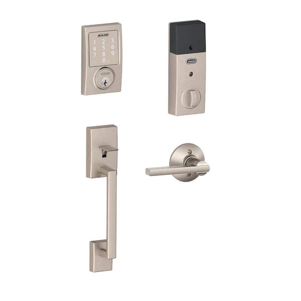 Schlage Century Satin Nickel Sense Smart Door Lock with Latitude Lever Door Handleset