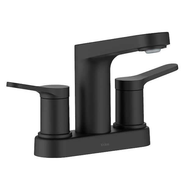 Indy 2-Handle 4 in. Center Set Bathroom Faucet in Matte Black with Pop Up Drain and Supply Lines