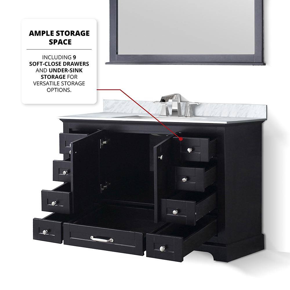 Dukes 48" Espresso Single Vanity with White Carrara Marble Top