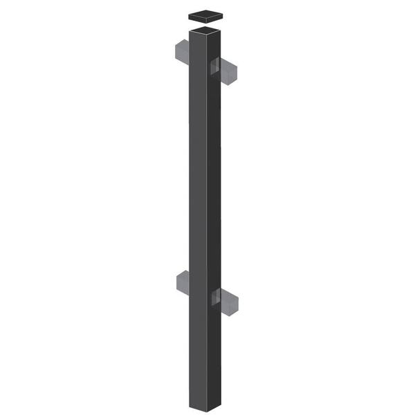 Barrette 2 in. x 2 in. x 70 in. Aluminum Black Fence Line Post Black