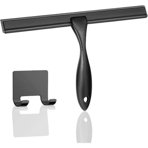 10-inch Stainless Steel Shower Squeegee for Glass Doors, Silver Squeegee for Shower Glass with Hook