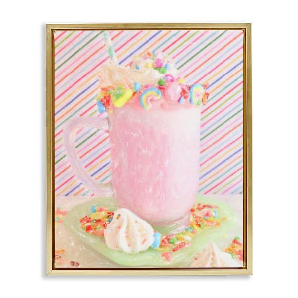 Stupell Industries Sweet Dreams Milkshake by Graffi Tee Studios Gold Floater Frame Food Graphic Art Print 31 in. x 25 in.