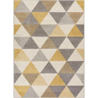 Well Woven Mystic Alvin Gold 5 Ft X 7, Yellow And Grey Rug