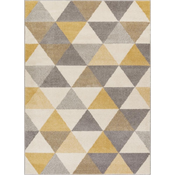 Well Woven Mystic Alvin Gold Mid-Century Modern Geometric 9 ft. 3 in. x 12 ft. 3 in. Area Rug