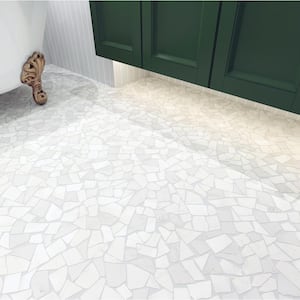 Tumbled Pebbles White 12 in. x 12 in. Marble Mosaic Tile (5 sq. ft.)