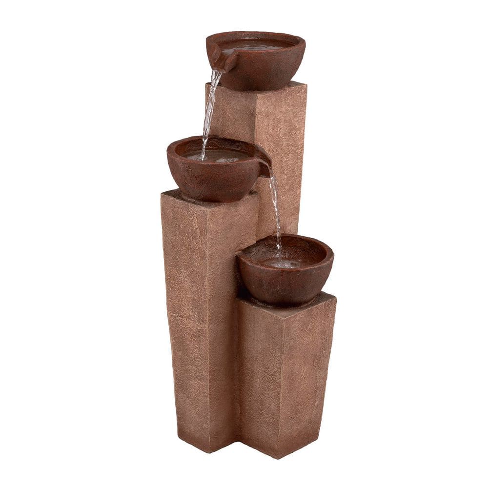 Alpine Corporation 35 in. Tall Outdoor Layered 3-Tiered Pots