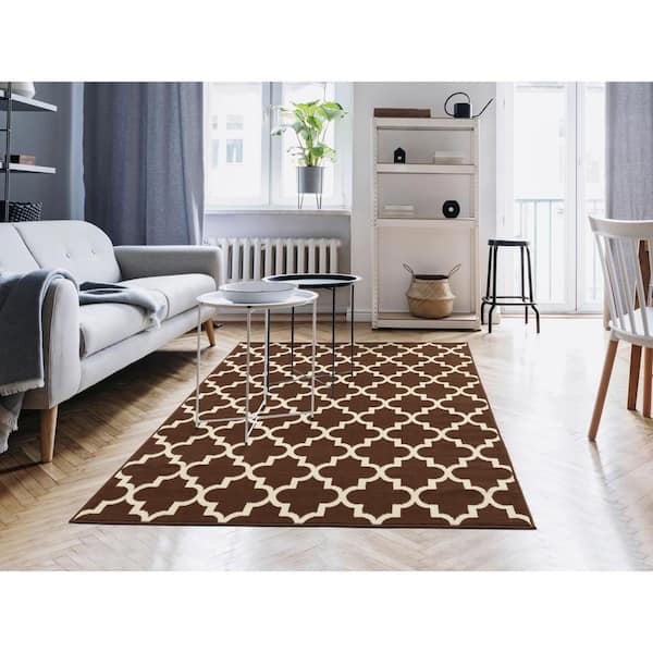 MSRUGS Trellis Collection Brown 3 ft. x 5 ft. Polypropylene Area Rug  BTR-BRW-IVR-35 - The Home Depot