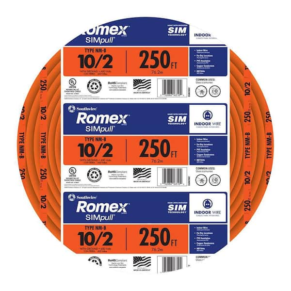 15 ft. 10/2 Solid Romex SIMpull CU NM-B W/G Wire