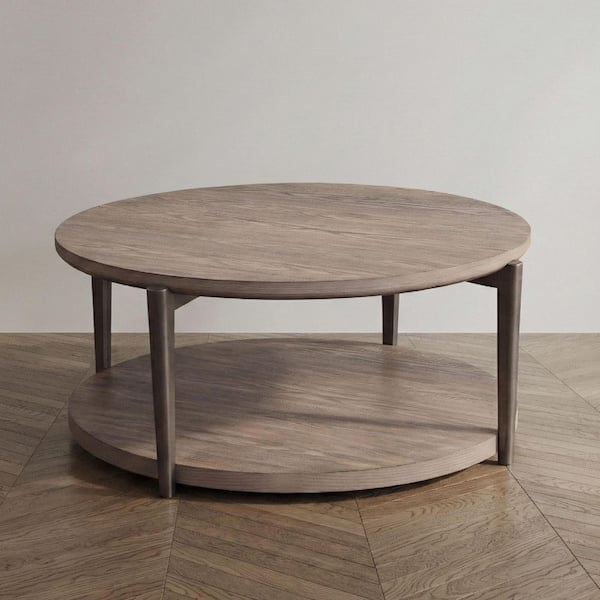 Andria 43.3 in. Natural Round Wood Coffee Table with Metal Legs