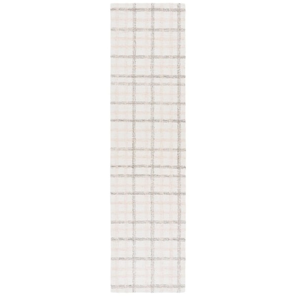 Ebony 2 ft. x 9 ft. Beige/Ivory Geometric Lattice Runner Rug