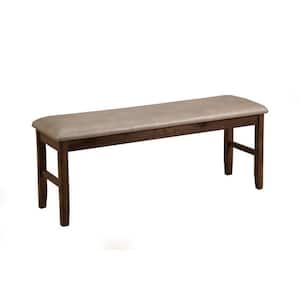 14 in. Brown and Grey Backless Bedroom Bench with Padded Upholstery