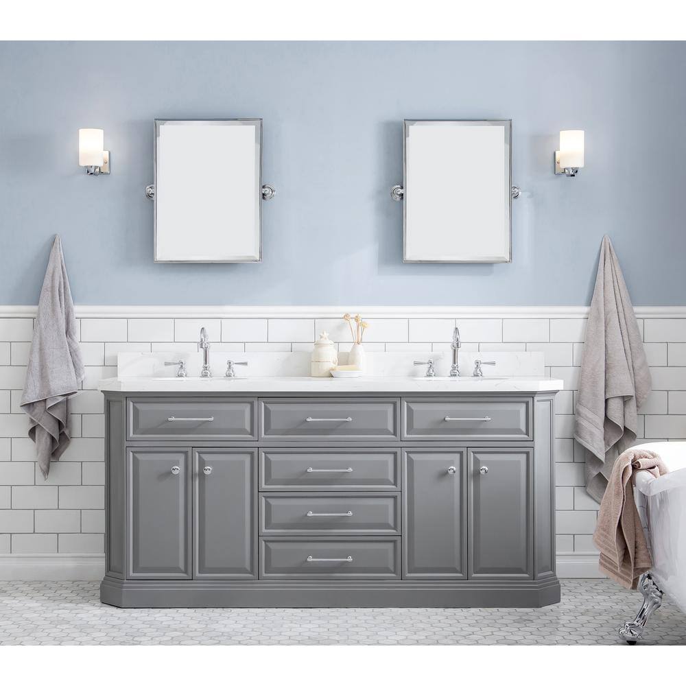 Water Creation Palace 72 in. W x 22 in. D x 34 in. H Double Sink Bath ...