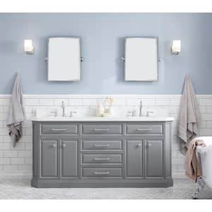 Palace 72 in. W Bath Vanity in Cashmere Grey In Quartz Vanity Top withWhite Basin and Chrome F2-12 Faucet