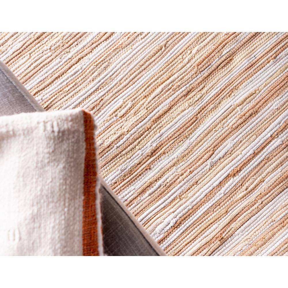 Beige Handwoven Cotton Striped Reversible Area Rug 4' x 6'