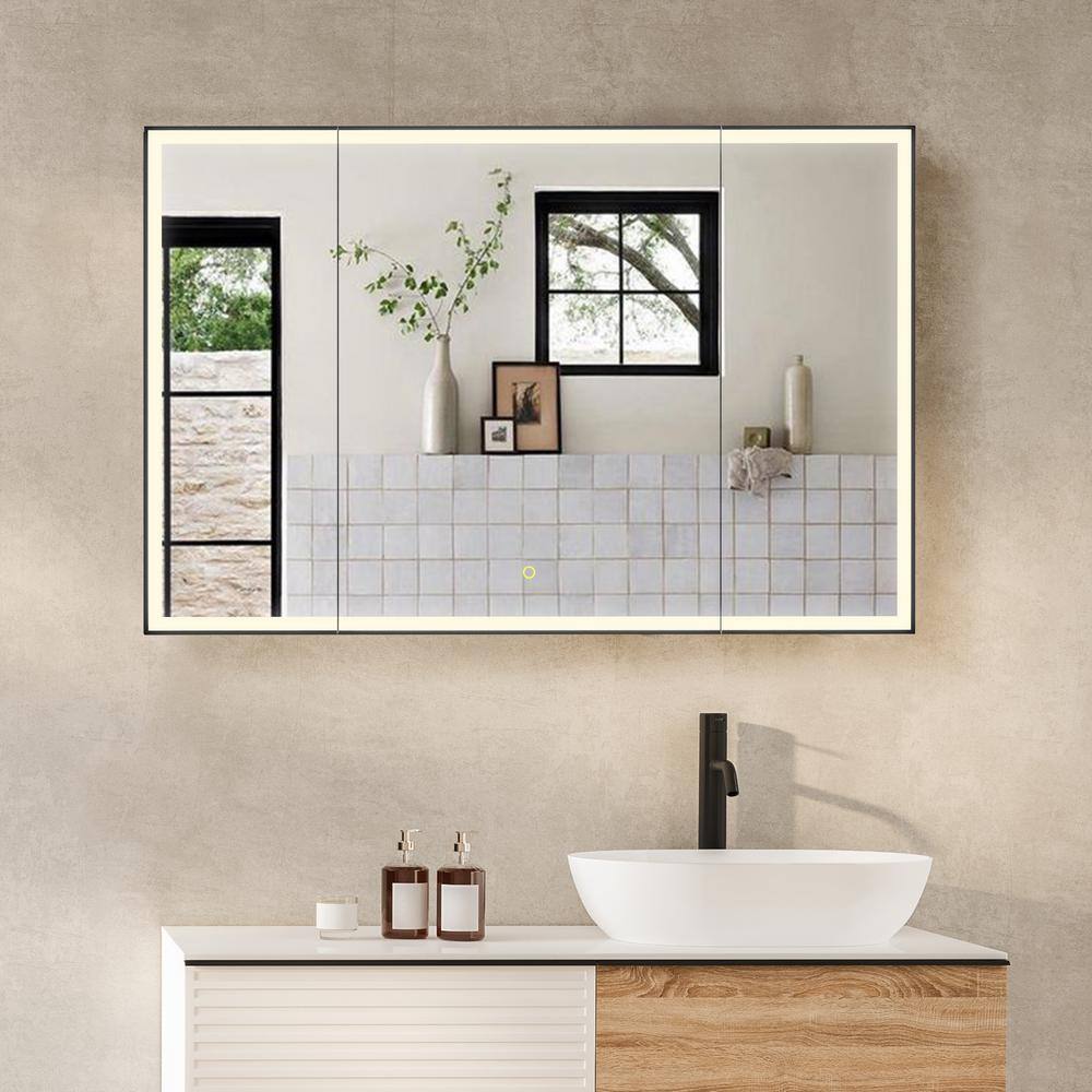 Fenice 48" Matte Black Aluminum LED Medicine Cabinet