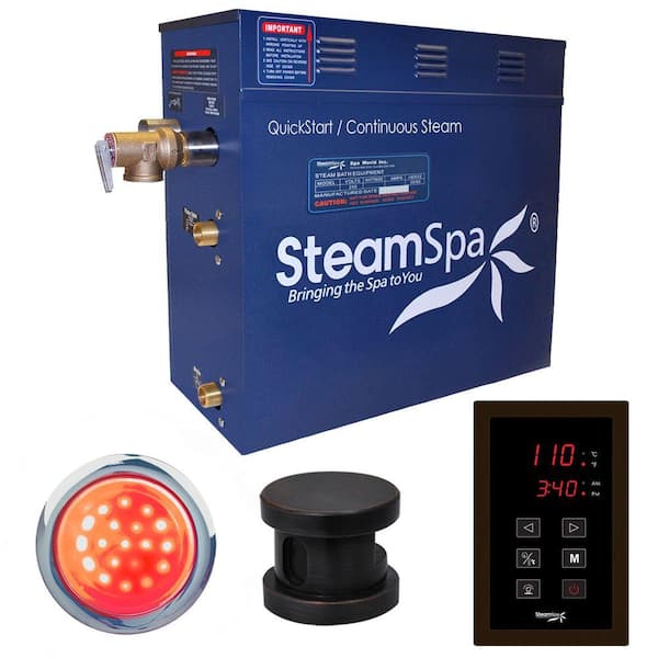 SteamSpa Indulgence 4.5kW QuickStart Steam Bath Generator Package in Polished Oil Rubbed Bronze