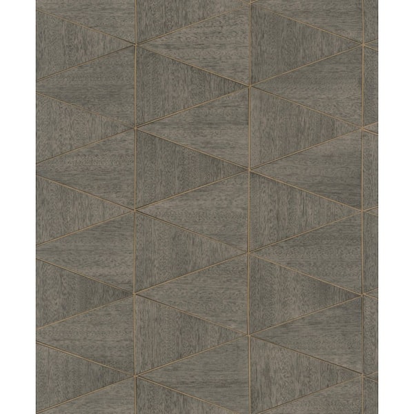 Unbranded Woods and Wicker Collection Dark Brown Triangular Wood Tile Matte Finish Vinyl on Non-Woven Non-Pasted Wallpaper Sample