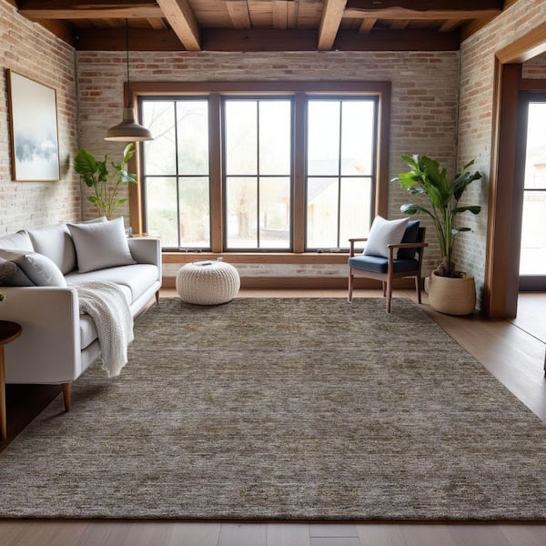 Mayfield Premium Machine Washable Abstract AMF1170 Brown 8 ft. x 10 ft. Area Rug