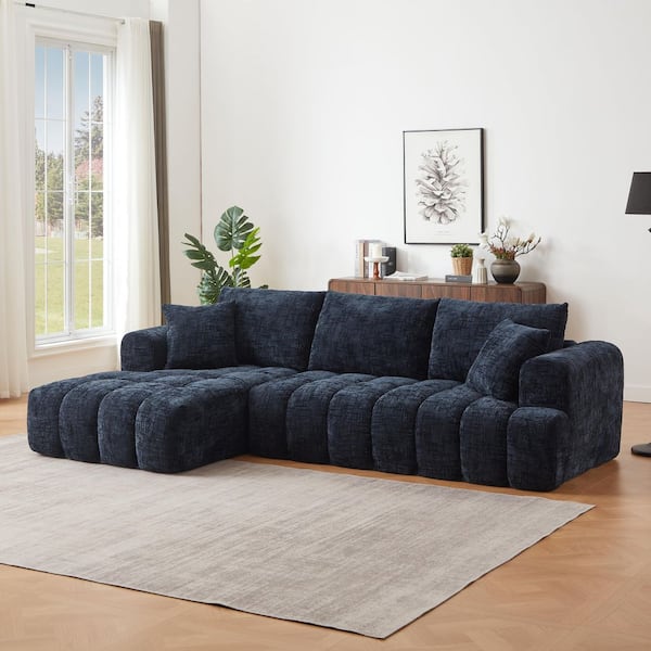 Noble House Tobias Mnimalist 108.3 in. Round Arm Chenille
