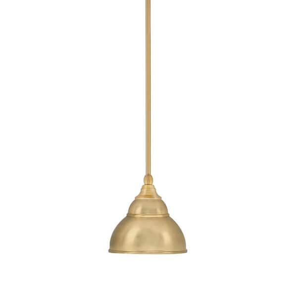 Unbranded Sparta 100-Watt 1-Light New Age Brass Shaded Pendant Light Mini Pendant with Brass Metal Shade and No Bulb Included
