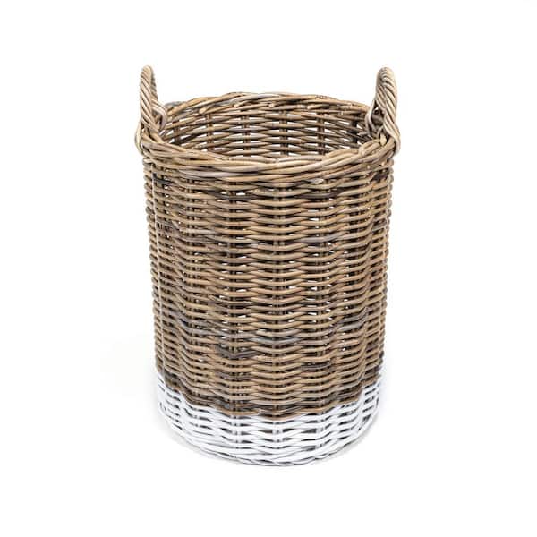 Small Wicker Baskets, Handwoven Baskets for Storage, Seagrass Rattan  Baskets with Wooden Handles, 2-Pack