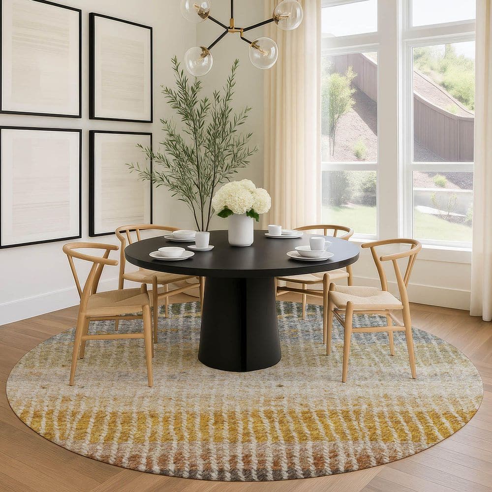 Chantille Machine Washable Indoor/Outdoor Abstract ACN2314 Fudge 8 ft. x 8 ft. Round Rug price history on PriceWatchPro