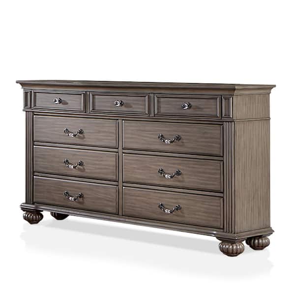 Furniture of America Stablewatch 9-Drawer Gray Dresser (39 in. H x 64 in. W x 17.38 in. D)