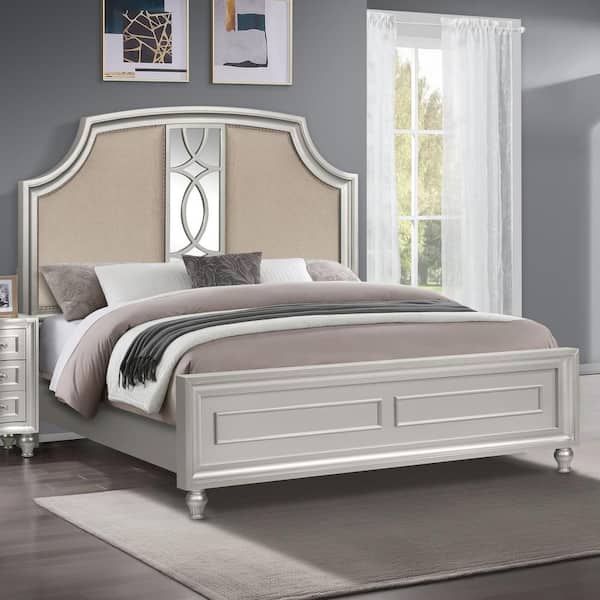 New Classic Furniture Reflections Silver Wood Frame Cal King Panel Bed