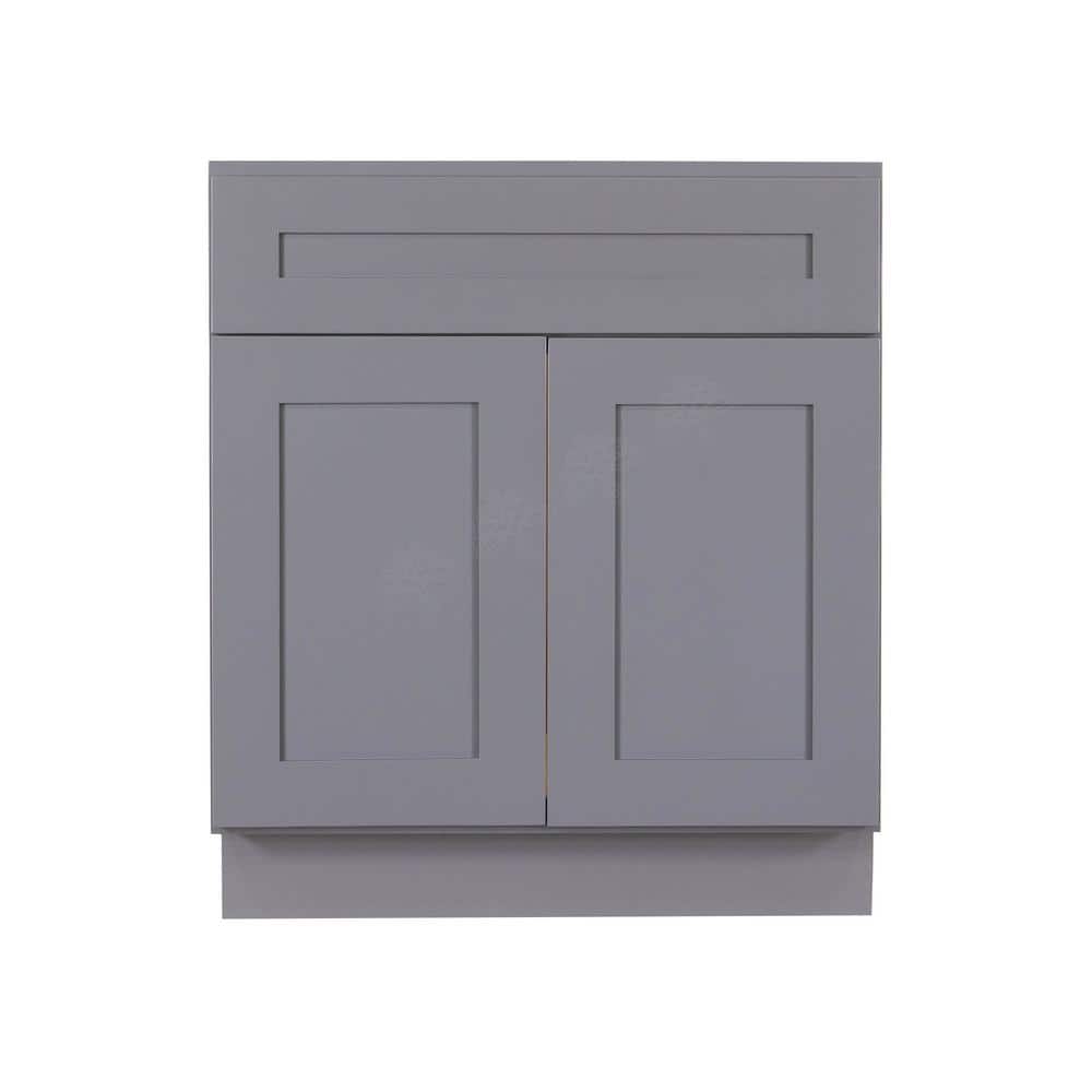 LIFEART Lancaster Gray Plywood Shaker Stock Assembled Sink Base Kitchen 24 in