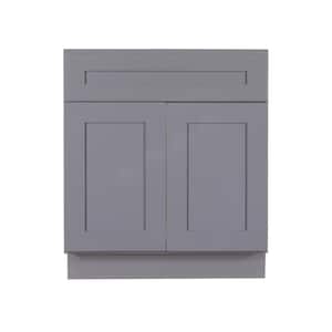 Lancaster Gray Plywood Shaker Stock Assembled Sink Base Kitchen Cabinet 24 in. W x 34.5 in. H x 24 in. D