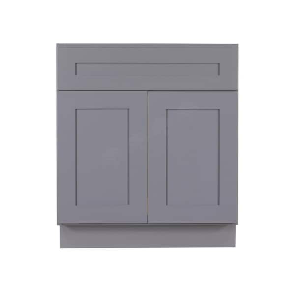 LIFEART CABINETRY Lancaster Gray Plywood Shaker Stock Assembled Sink Base Kitchen Cabinet 30 in. W x 34.5 in. H x 24 in. D