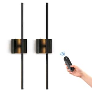 Black Dimmable for Living Room Wireless Integrated LED Wall Sconce with Remote Sconce Wall Decor 2-Pack