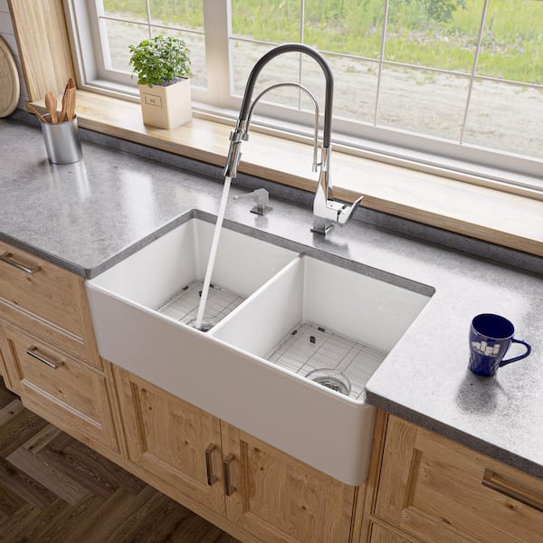 Alfi Brand White Fireclay 33 In Double, What Is The Best Brand For Farmhouse Sinks In Philippines