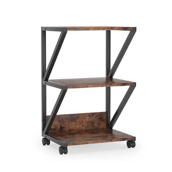 Costway Contemporary Brown Wood Wine Cabinet (27.5 in. W x 34.5 in. H x 18 in. D) - Ideal for Office, Kitchen, and Study